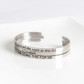 Free Sample Stainless Steel Custom Stamp Engraving Cuff Bangle Bracelet